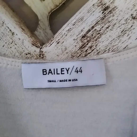 Bailey 44 Women's Sleeveless Faux Wrap Surplice Tiva Mini Dress in Linen & White - Picture 15 of 15